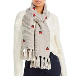AQUA women’s Cherry Applique Womens Waffle Fringe Scarf BLOOMINGDALE'S ONE SIZE